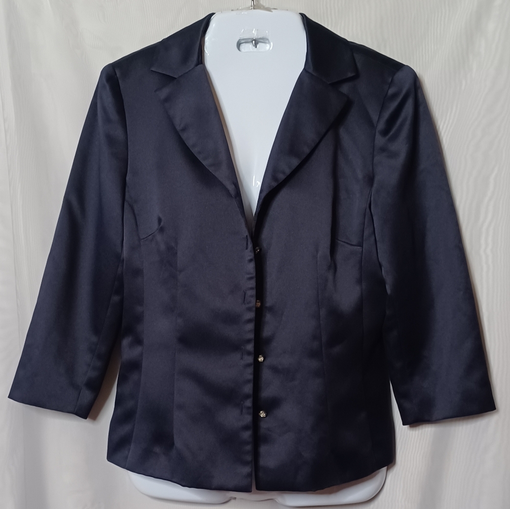 DONNA RICCO NEW YORK Blue Jacket With Rhinestone Buttons. Size 8 - Picture 3 of 13